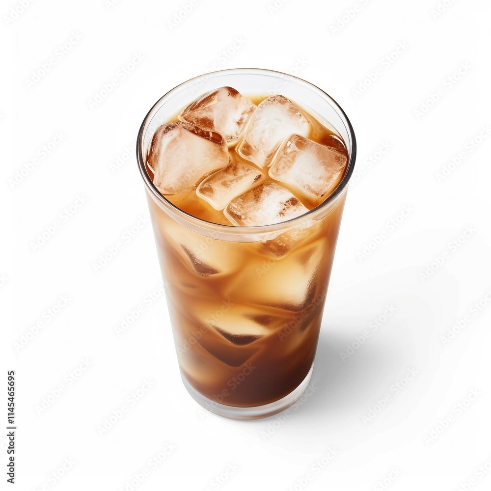 Iced Coffee, Isolated on white background, flat lay Iced Coffee, Isolated on white background, flat lay