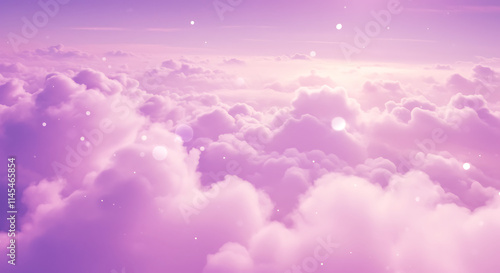 Dreamy Lavender Cloudscape Aerial View Soft Pastel Colors Heavenlike Atmosphere photo