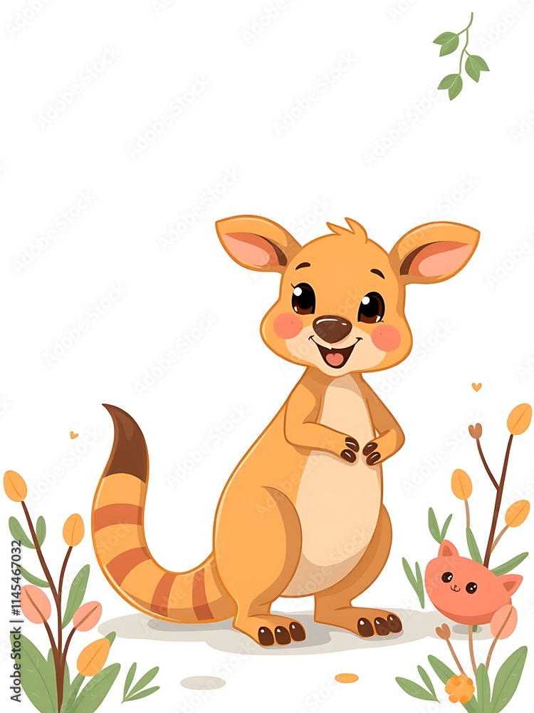 Cheerful cartoon kangaroo vector art in minimalist style. AI Generated Cheerful cartoon kangaroo vector art in minimalist style. AI Generated