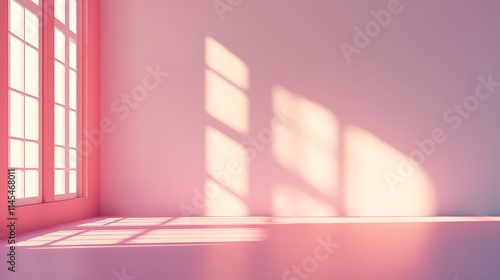 Wallpaper Mural Sunlight gently floods pink room mockup photo wide shot. AI Generated Torontodigital.ca