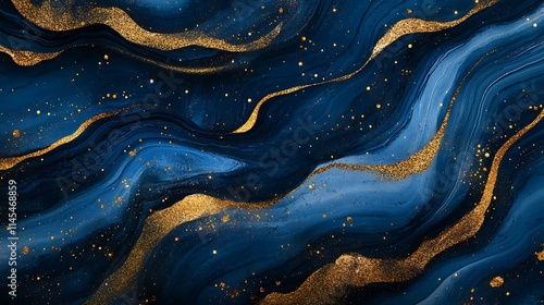 Wallpaper Mural Swirling golden lines on deep blue background Abstract painting.. AI Generated Torontodigital.ca