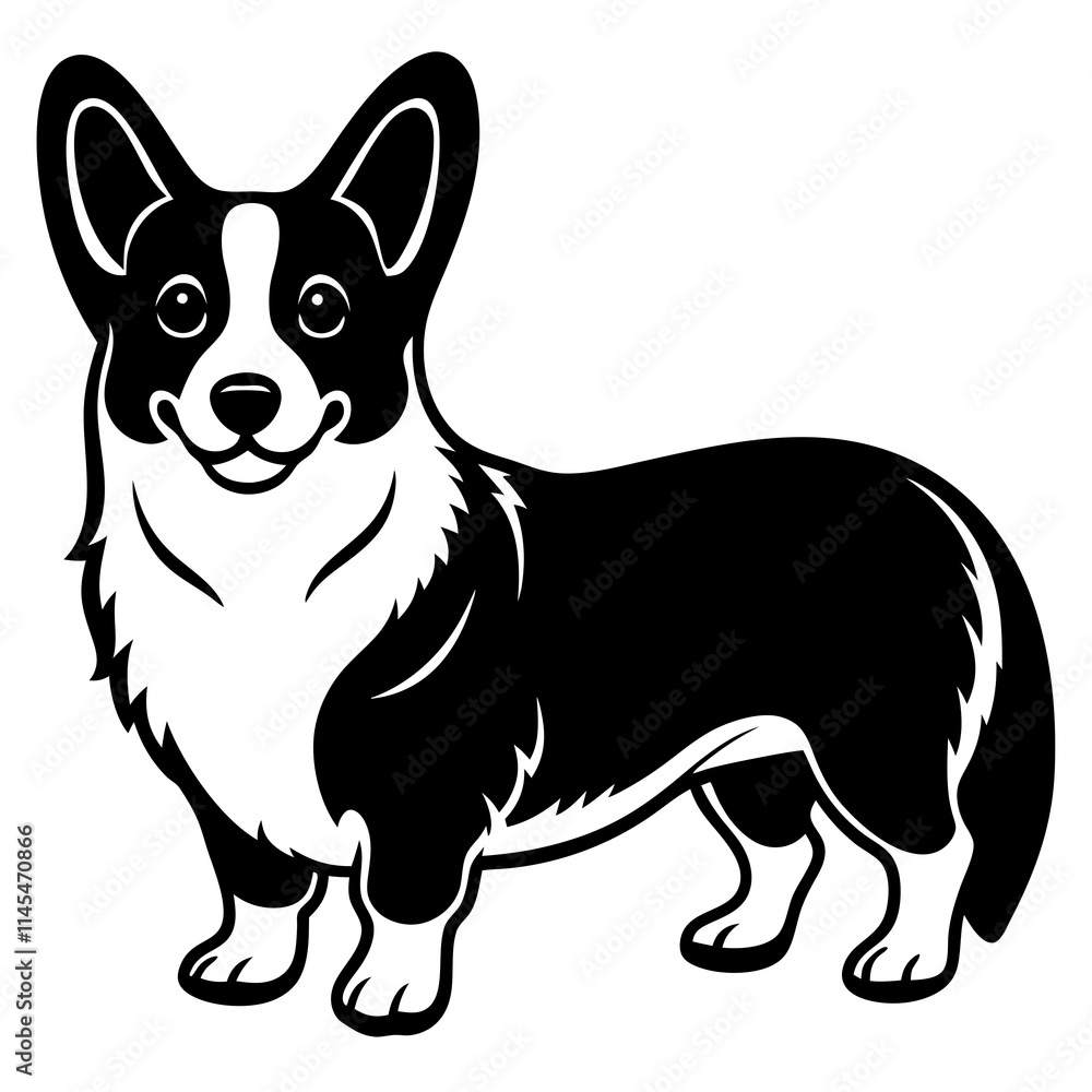 Fototapeta premium Dog Silhouette on White Background in Vector illustration