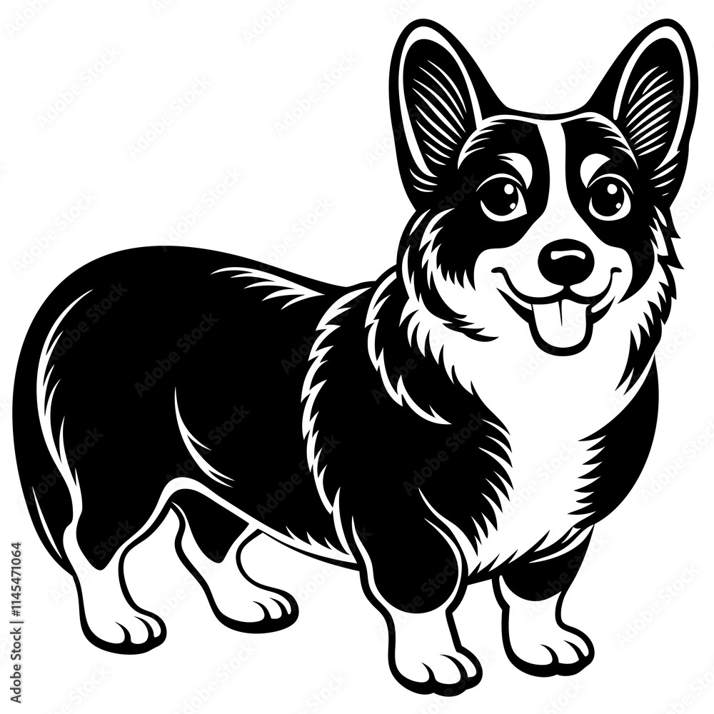 Fototapeta premium Dog Silhouette on White Background in Vector illustration 