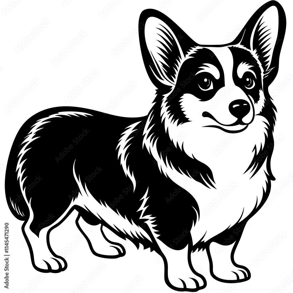 Fototapeta premium Dog Silhouette on White Background in Vector illustration 