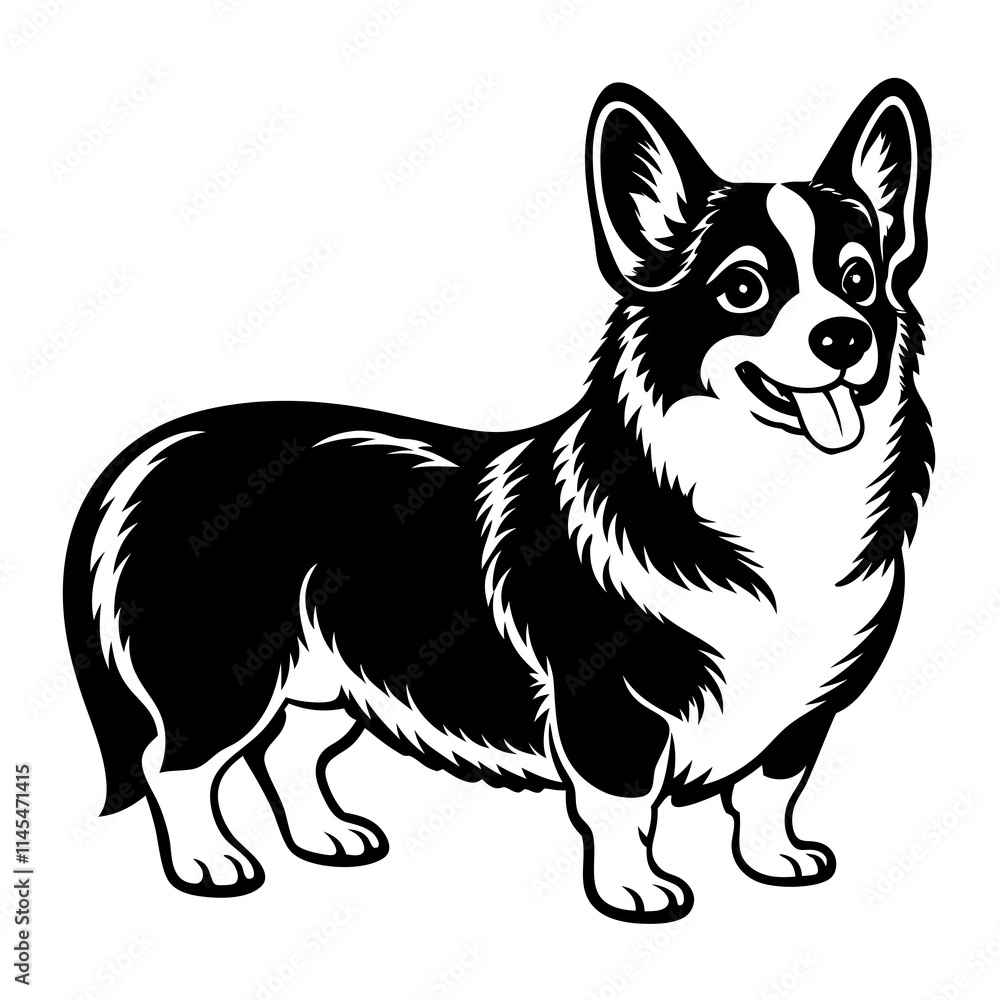 Fototapeta premium Dog Silhouette on White Background in Vector illustration 