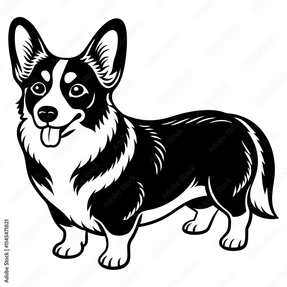 Fototapeta premium Dog Silhouette on White Background in Vector illustration 