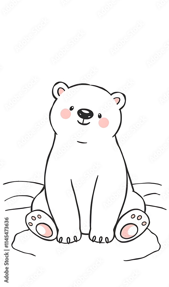 Sitting polar bear vector art stylized minimalist white background. AI Generated Sitting polar bear vector art stylized minimalist white background. AI Generated