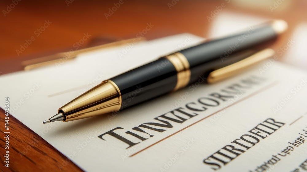 Close-Up of a Luxury Pen on a Document in a Professional Setting Close-Up of a Luxury Pen on a Document in a Professional Setting