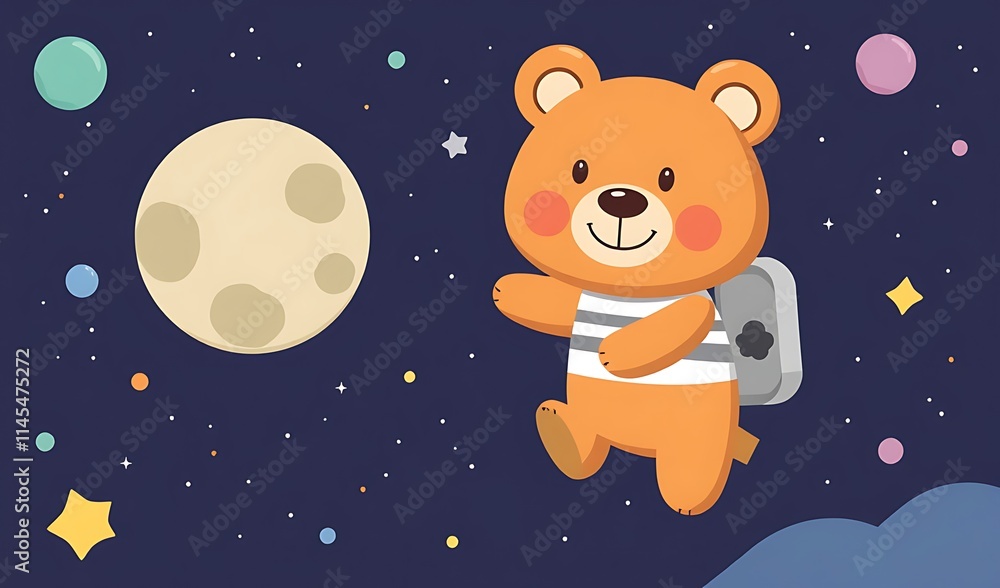 Astronaut Bear Floating Gracefully in Space Fantasy-inspired Digital Art. AI Generated Astronaut Bear Floating Gracefully in Space Fantasy-inspired Digital Art. AI Generated