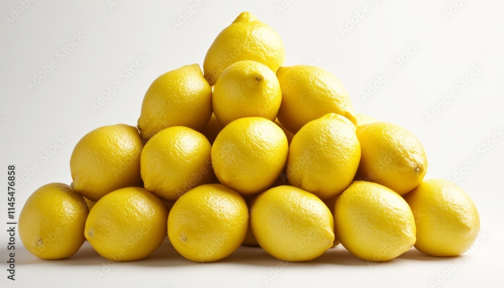 Pyramid of yellow lemons on white background Pyramid of yellow lemons on white background