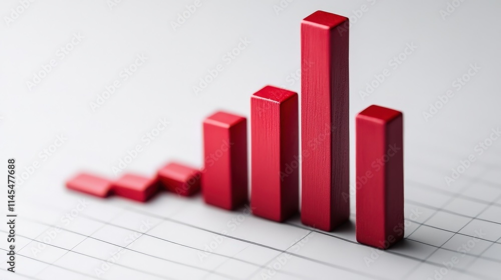 Red Bar Chart on White Background Illustrating Growth and Improvement in Business Performance, Financial Analytics, and Data Visualization Concepts Red Bar Chart on White Background Illustrating Growth and Improvement in Business Performance, Financial Analytics, and Data Visualization Concepts