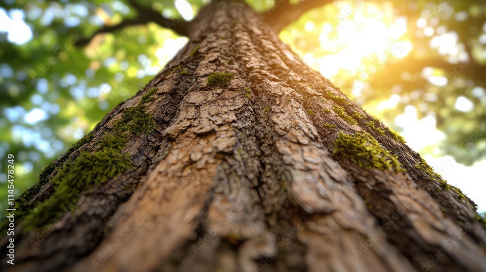 Macro natural concept. Close-up view of a tree trunk showing detailed bark and sunlight filtering through leaves. Macro natural concept. Close-up view of a tree trunk showing detailed bark and sunlight filtering through leaves.