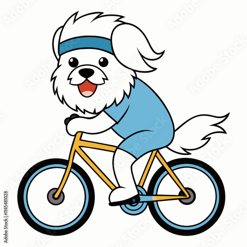 Cycling Dog on white background