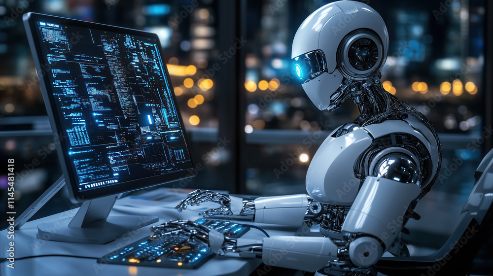 A robot working in a computer and generate much money future productive and much money A robot working in a computer and generate much money future productive and much money