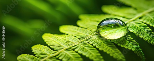 Macro natural concept. Close-up of a green leaf adorned with a glistening water droplet, showcasing nature's beauty.