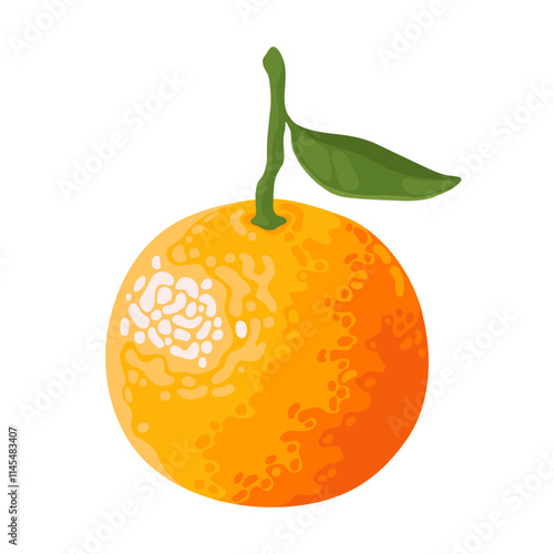 Orange sweet tangerine with green leaf isolated on white background. Fresh fruit. Symbol of Chinese New Year, Tet.	