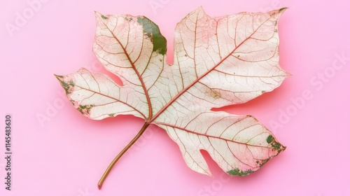 Leaf Monstera on pink background photo