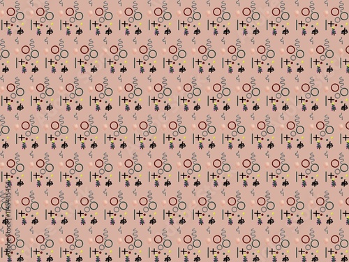 Abstract pattern with circles and squiggly lines 