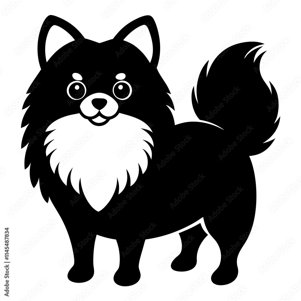 Pomeranian dog Silhouette on white background on Vector and illustration Pomeranian dog Silhouette on white background on Vector and illustration