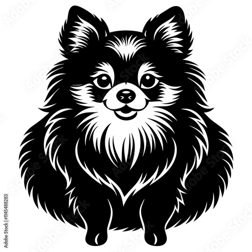 Pomeranian dog Silhouette on white background on Vector and illustration