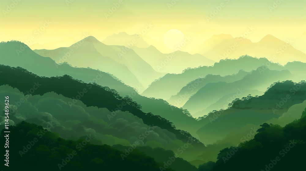 Fototapeta premium beautiful green mountains landscape for tourism tourist destination 