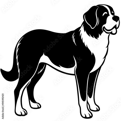 Silhouette Saint Bernard Dog Vector and illustration on white Background