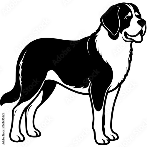 Wallpaper Mural Silhouette Saint Bernard Dog Vector and illustration on white Background Torontodigital.ca