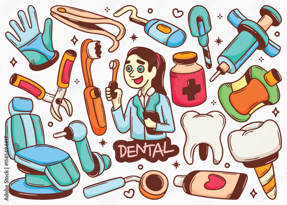 Cute Hand Drawn Dental Doodle Illustrations Cute Hand Drawn Dental Doodle Illustrations