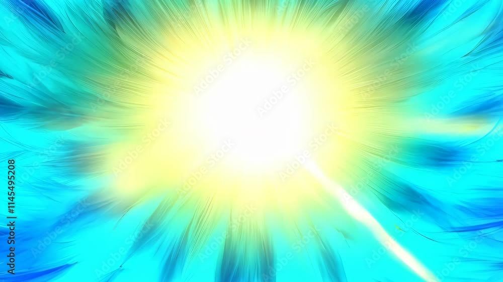 Vibrant blue and yellow explosion of light creates energetic atmosphere, with bright abstract background that glows, evoking warmth and positivity. Vibrant blue and yellow explosion of light creates energetic atmosphere, with bright abstract background that glows, evoking warmth and positivity.