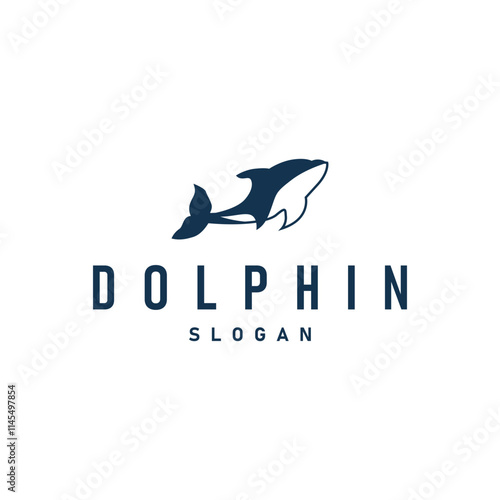 simple design open sea animal dolphin logo with simple sea dolphin concept illustration template