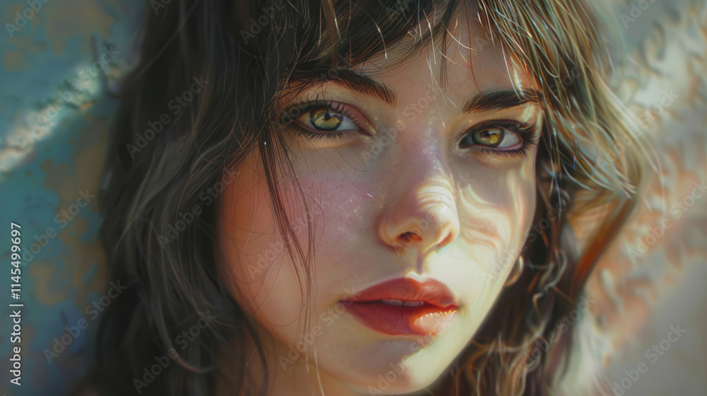 Portrait of a confident woman with striking features and captivating gaze Portrait of a confident woman with striking features and captivating gaze