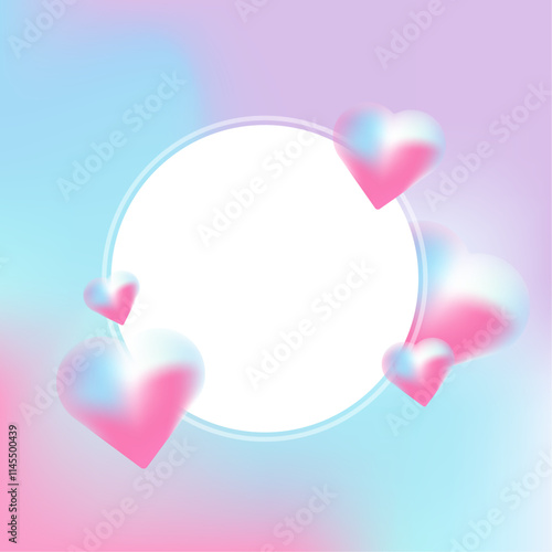 A romantic graphic with glowing 3D hearts and A minimal pastel design with 3D hearts in pink and blue gradients, perfect for Valentine’s Day