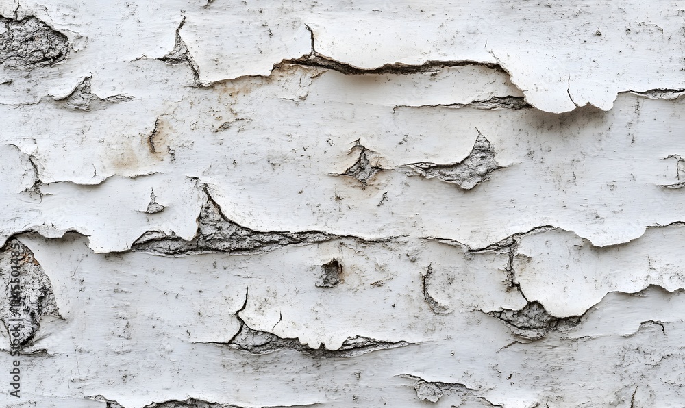 Obraz premium Close-up of peeling white paint on wood.
