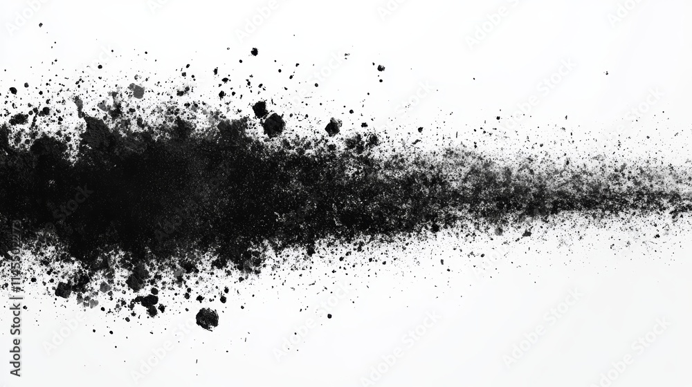 Abstract black ink splatter on white background, monochrome minimalist art and graphic design element Abstract black ink splatter on white background, monochrome minimalist art and graphic design element