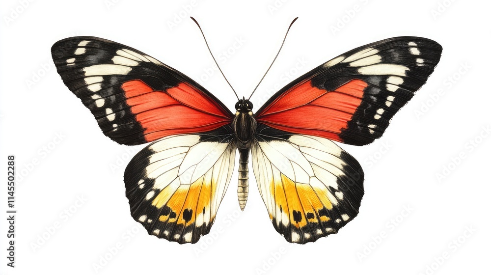 Fototapeta premium A beautiful bright butterfly on a white background.