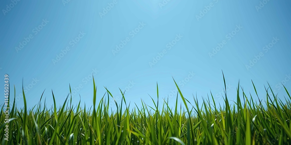 Fototapeta premium Peaceful scenery with rolling green hills, clear skies, and a calming natural atmosphere
