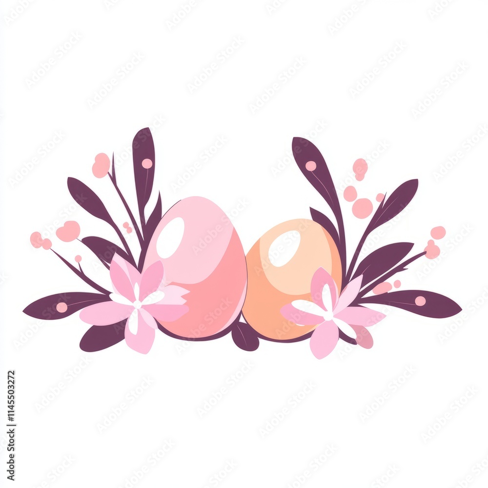 Pastel Easter Eggs Nestled in Spring Blossoms Pastel Easter Eggs Nestled in Spring Blossoms