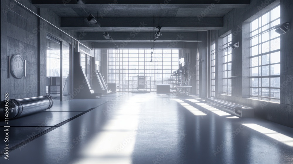 Sunlit Industrial Loft Interior: A Modern Architectural Visualization Sunlit Industrial Loft Interior: A Modern Architectural Visualization