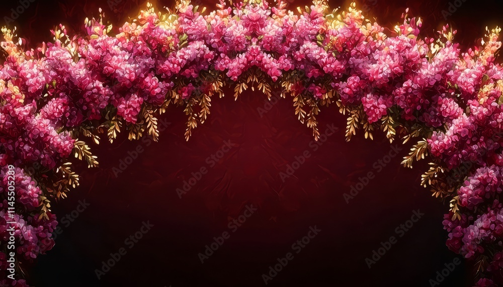 Floral Archway of Pink and Gold Flowers Floral Archway of Pink and Gold Flowers