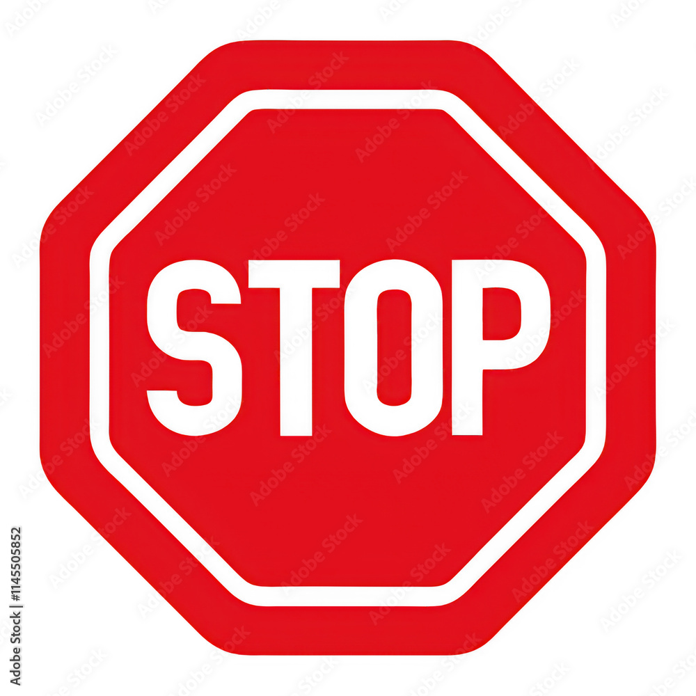 Bold Stop Sign Illustration in Classic Red and Black Design Bold Stop Sign Illustration in Classic Red and Black Design