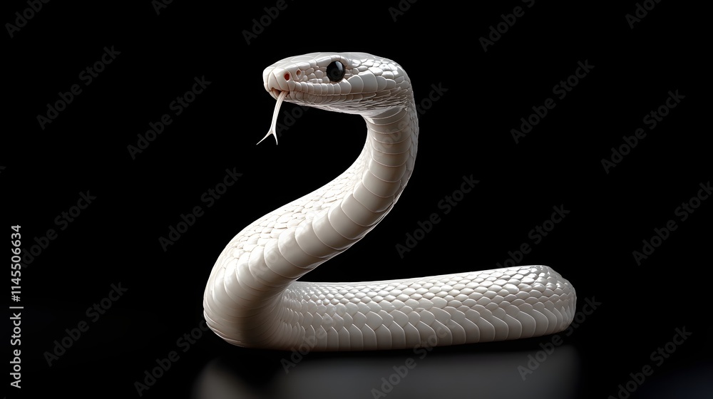 Fototapeta premium Albino Snake Posing Elegantly Against Black Background