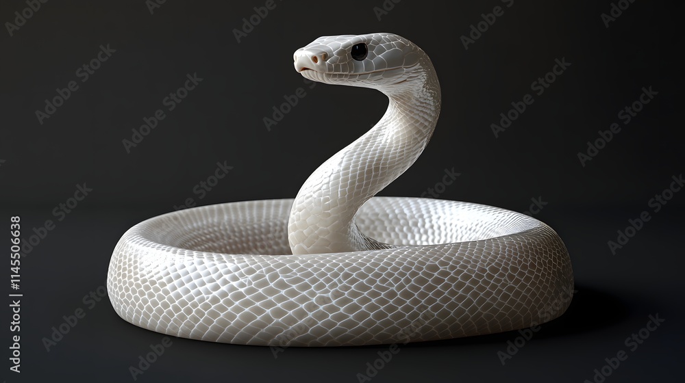 Albino Snake Coiled In A Dark Setting Albino Snake Coiled In A Dark Setting