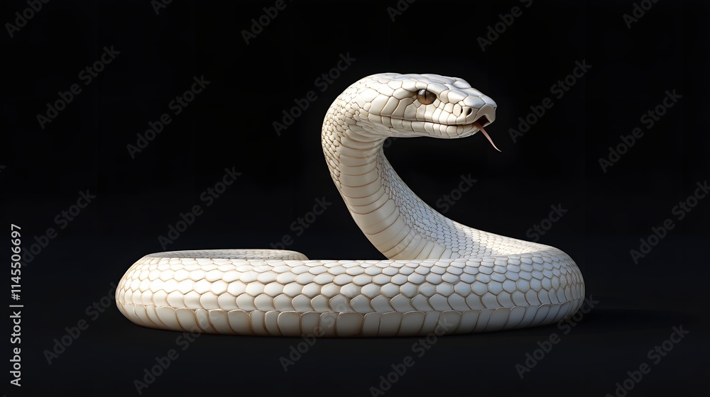 Fototapeta premium A Majestic Albino Snake Poses Against A Dark Background