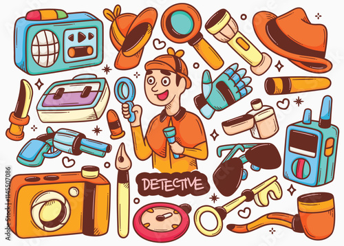 Adorable Hand Drawn Detective Doodles