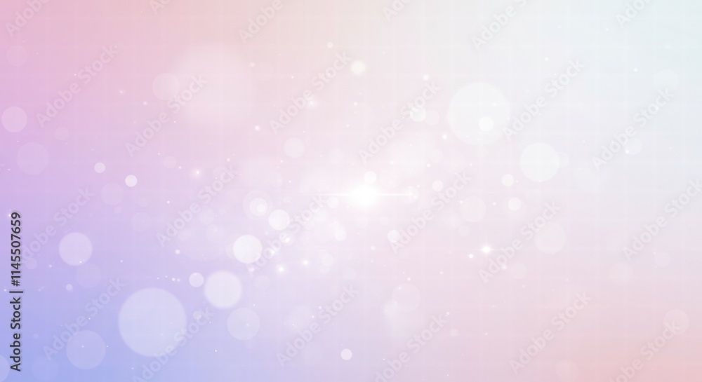 Obraz premium Pastel Dream: Soft, ethereal bokeh lights dance across a gentle gradient of pink and blue hues, creating a dreamy and serene atmosphere. Perfect for backgrounds, presentations.