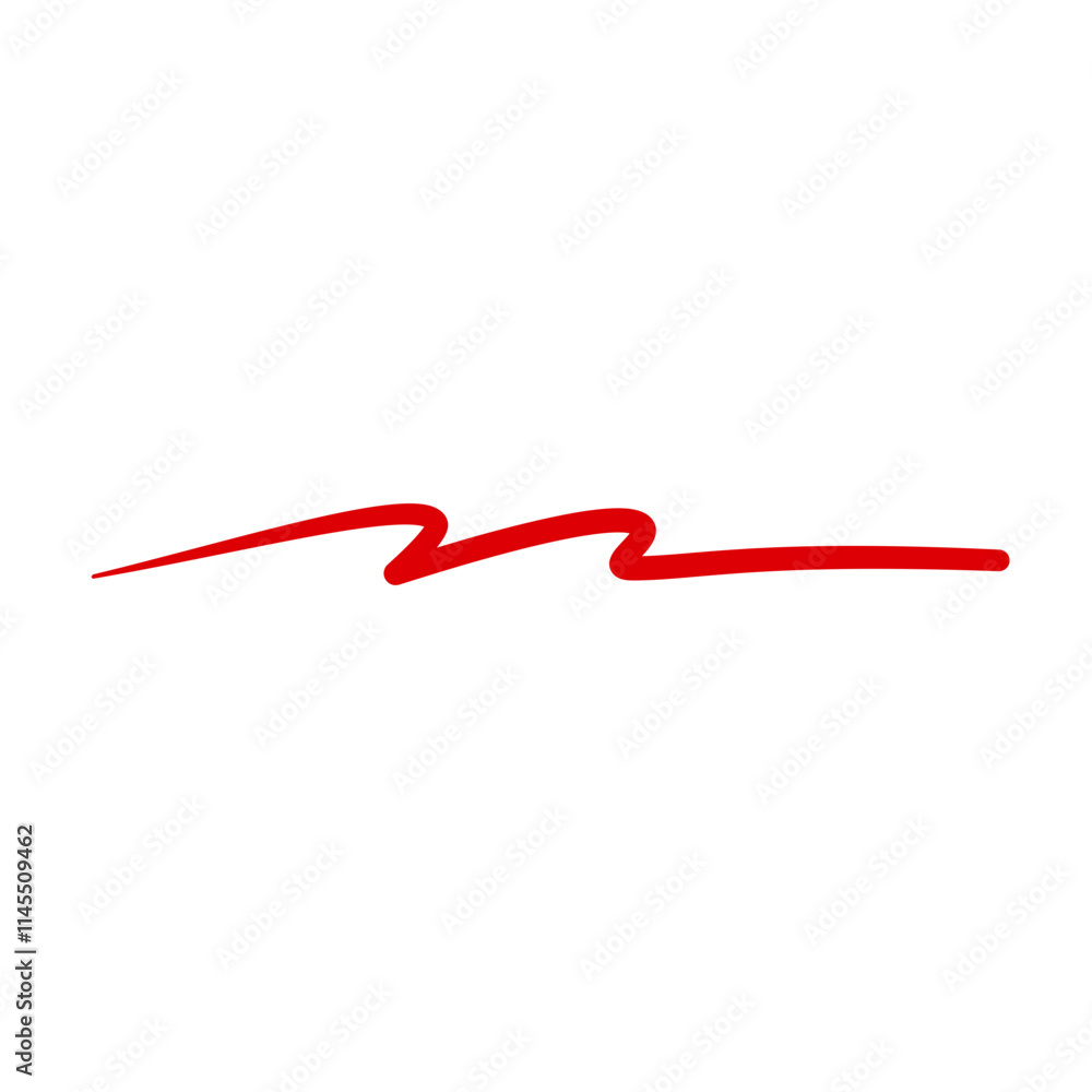 red hand drawn underline and marker element