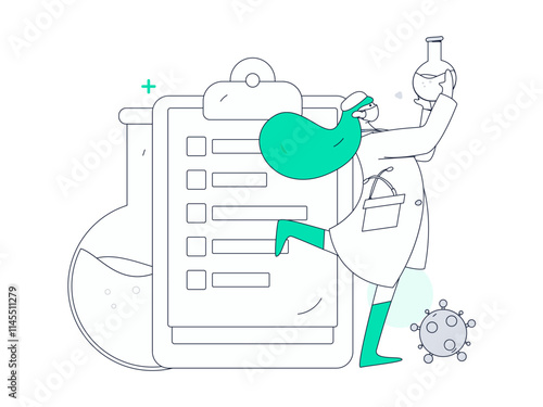 Doctor examines patient flat vector concept operation hand drawn illustration
