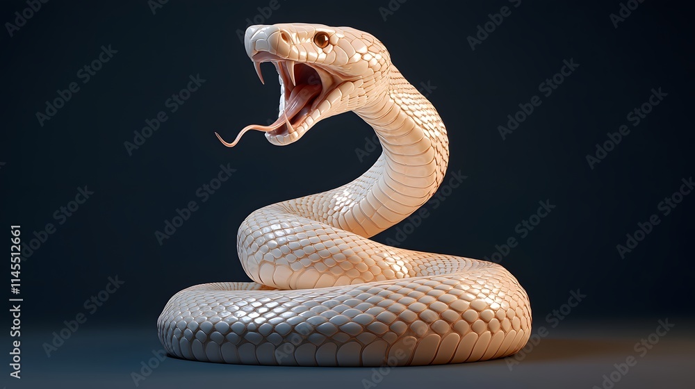 Fototapeta premium Albino Cobra Striking A Threatening Pose
