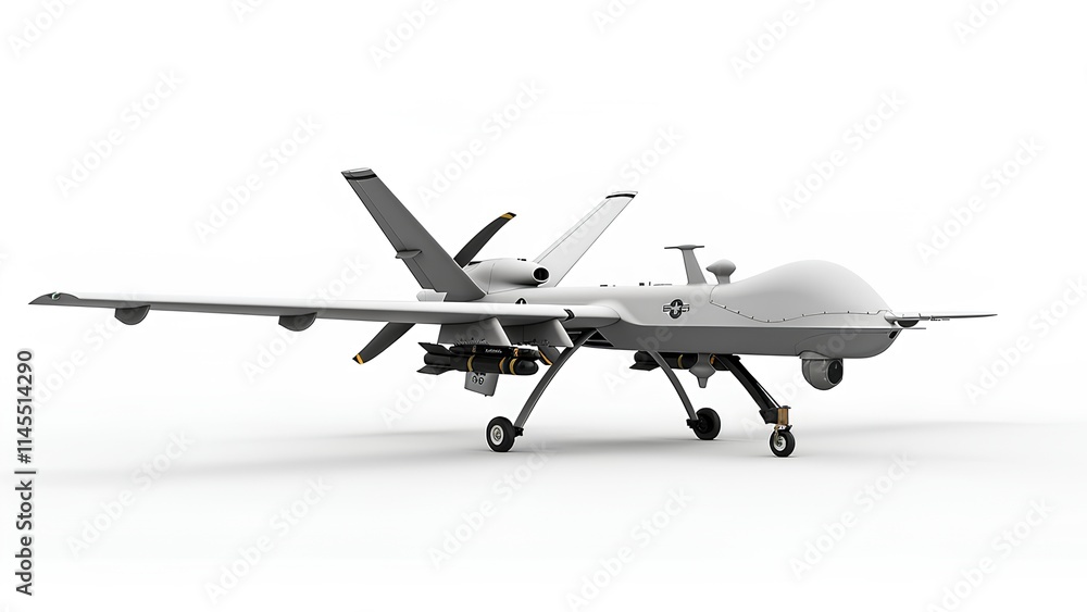 Modern Military Drone Isolated on White Background Modern Military Drone Isolated on White Background