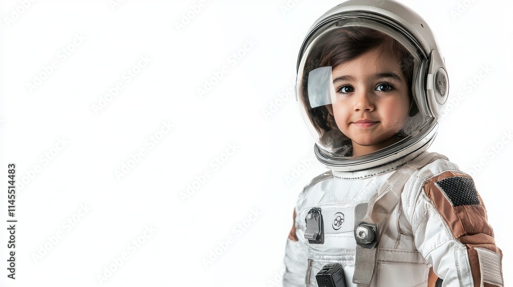 Young Child in an Astronaut Costume with Space Helmet Young Child in an Astronaut Costume with Space Helmet